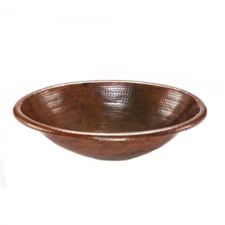 PREMIER COPPER PRODUCTS Premier Copper Products LO19RDB 19 in. Oval Self Rimming Hammered Copper Sink LO19RDB
